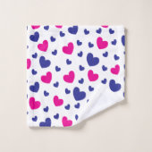 Blauw Roze Moppige Hartjes Valentijnsdag Patroon Bad Handdoek (Wasdoekje)