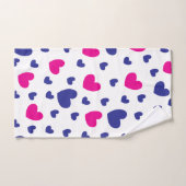 Blauw Roze Moppige Hartjes Valentijnsdag Patroon Bad Handdoek (Handdoek)