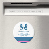 Blauw Roze Nautical Seahorse Save the Date Magnet (Insitu (Vaatwasser))