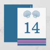 Blauw roze Nautical Seashells Table Briefkaart (Voorkant / Achterkant)