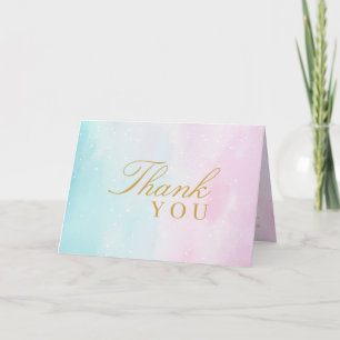 Blauw Roze Ombre Geslacht Onthulling Neutrale Baby Bedankkaart