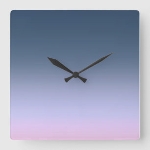 Blauw-roze Ombre. Vierkante Klok