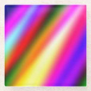 Blauw roze ombre waterverf abstract pastel regenbo glazen onderzetter