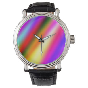 Blauw roze ombre waterverf abstract pastel regenbo horloge