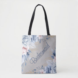 Blauw & Roze op Grijs Huwelijk Elegantie Tote Bag
