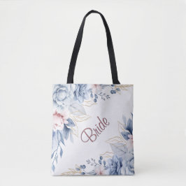 Blauw & Roze op Witte Huwelijk Elegantie Tote Bag