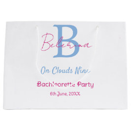 blauw roze op wolken negen monogram vrijgezellenfe groot cadeauzakje