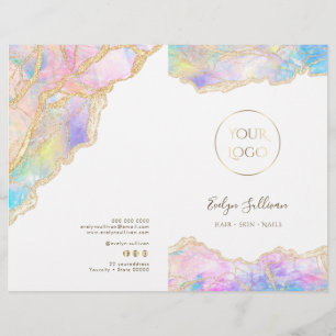 Blauw roze opaal service menu brochure