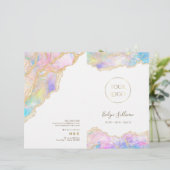 Blauw roze opaal service menu brochure (Staand voorkant)