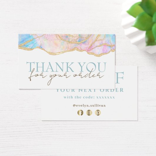 Blauw roze opal dank je creditcard visitekaartje (Bureau)