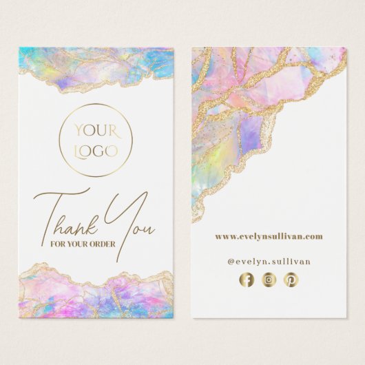 Blauw roze opal pakket visitekaartje (Voorkant /achterkant)