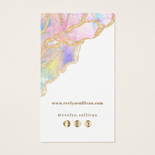 Blauw roze opal pakket visitekaartje (Achterkant)