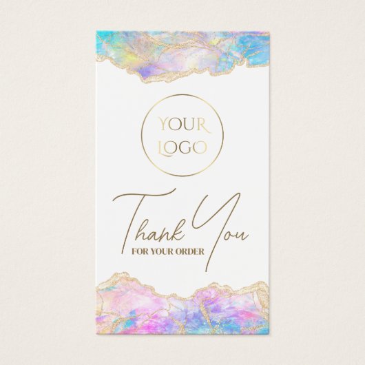 Blauw roze opal pakket visitekaartje (Voorkant)