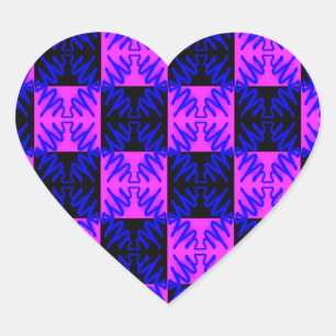 Blauw Roze Optisch Neon Ontwerp Illusiepatroon Hart Sticker