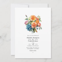 Blauw, Roze, Oranje en Groen Bloemensymbool Huweli