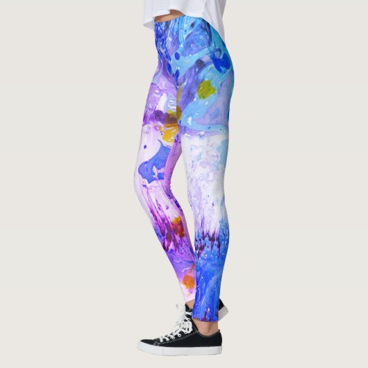 Blauw roze Paars Geel Witte Mens Elegant Leggings (Links)