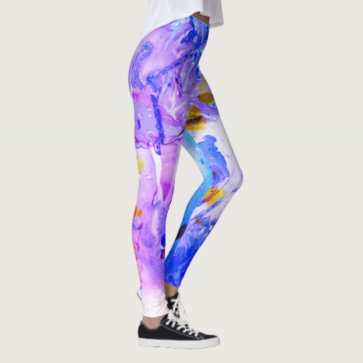 Blauw roze Paars Geel Witte Mens Elegant Leggings (Rechts)