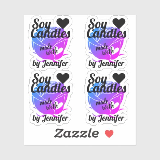 Blauw roze Paars Roos gemaakt met hartskaarsen Sticker (Vel)