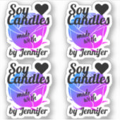 Blauw roze Paars Roos gemaakt met hartskaarsen Sticker (Voorkant)