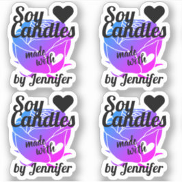 Blauw roze Paars Roos gemaakt met hartskaarsen Sticker