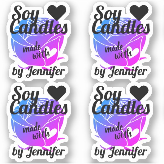 Blauw roze Paars Roos gemaakt met hartskaarsen Sticker (Voorkant)