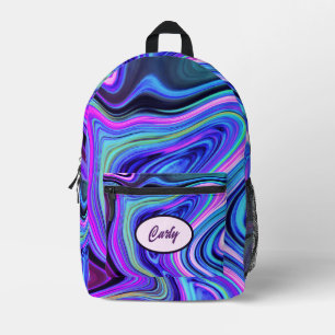 Blauw Roze Paarse Agaat Patroon Bedrukte Rugzak