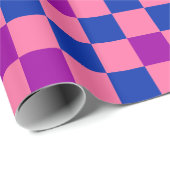 Blauw Roze Paarse Geruite Patroon Ontwerp  Cadeaupapier (Rol Hoek)