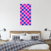Blauw Roze Paarse Geruite Patroon Ontwerp Canvas Afdruk (Insitu (Slaapkamer))