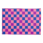 Blauw Roze Paarse Geruite Patroon Ontwerp Kussensloop (Achterkant)