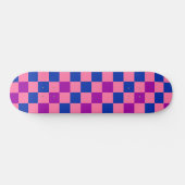 Blauw Roze Paarse Geruite Patroon Ontwerp Persoonlijk Skateboard (Horizontaal)