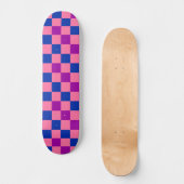 Blauw Roze Paarse Geruite Patroon Ontwerp Persoonlijk Skateboard (Voorkant)