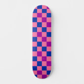 Blauw Roze Paarse Geruite Patroon Ontwerp Persoonlijk Skateboard (Voorkant)