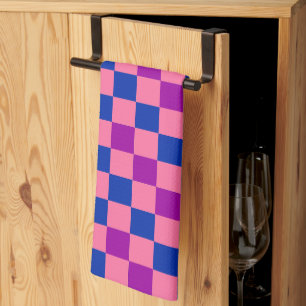 Blauw Roze Paarse Geruite Patroon Ontwerp Theedoek