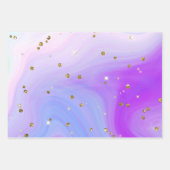 Blauw roze paarse gouden glitter swirl Meisjes Ver Inpakpapier Vel (Voorkant)