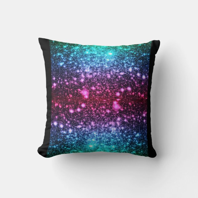 Blauw Roze Paarse Sparkle Pillow Kussen (Voorkant)