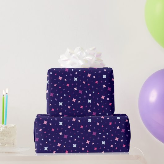 Blauw Roze Paarse Sterren Kosmische Ruimte. Cadeaupapier (Feestgeschenken)