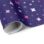 Blauw Roze Paarse Sterren Kosmische Ruimte. Cadeaupapier (Rol Hoek)