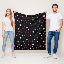 Blauw Roze Paarse Sterren Kosmische Ruimte Nachtel Fleece Deken