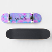 Blauw roze Paarse Waterverf Geschilderd Persoonlijk Skateboard (Horizontaal)