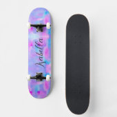 Blauw roze Paarse Waterverf Geschilderd Persoonlijk Skateboard (Voorkant)