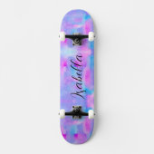 Blauw roze Paarse Waterverf Geschilderd Persoonlijk Skateboard (Voorkant)