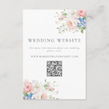 Blauw & Roze Pastel Bloem QR Trouwwebsite