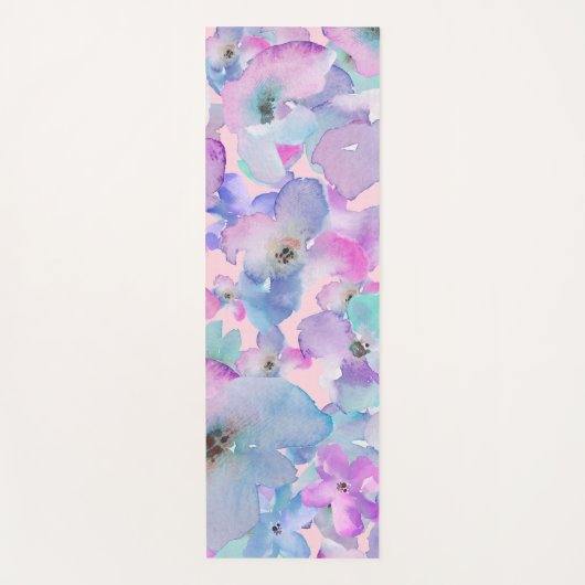 *~* Blauw Roze Pastel Bloemen Patroon Bloemen Yogamat (Voorkant)
