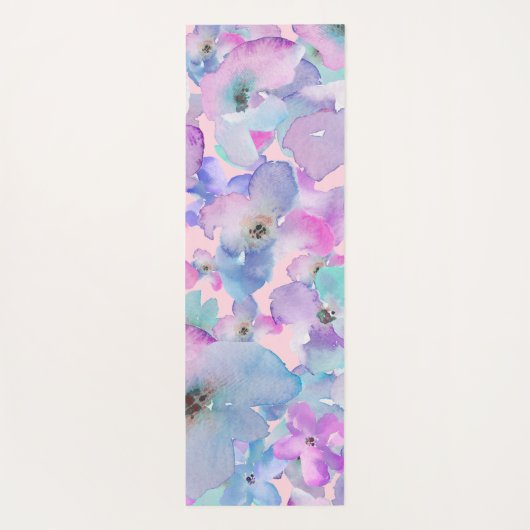*~* Blauw Roze Pastel Bloemen Patroon Bloemen Yogamat (Achterkant)