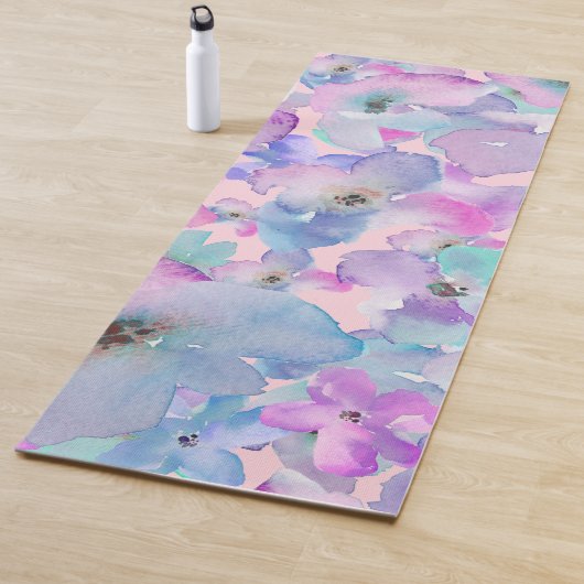 *~* Blauw Roze Pastel Bloemen Patroon Bloemen Yogamat (In situ)