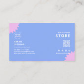 Blauw Roze Pastel Bloemist Scannable Arcode Visitekaartje (Achterkant)