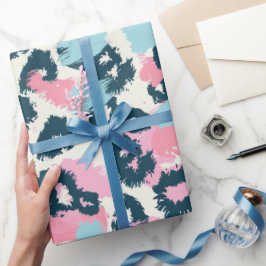 Blauw Roze Pastel Luipaard Vlekken Cadeaupapier