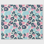 Blauw Roze Pastel Luipaard Vlekken Cadeaupapier (Vlak)