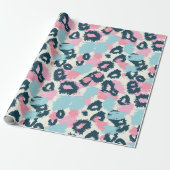Blauw Roze Pastel Luipaard Vlekken Cadeaupapier (Uitgerold)