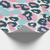 Blauw Roze Pastel Luipaard Vlekken Cadeaupapier (Hoek)